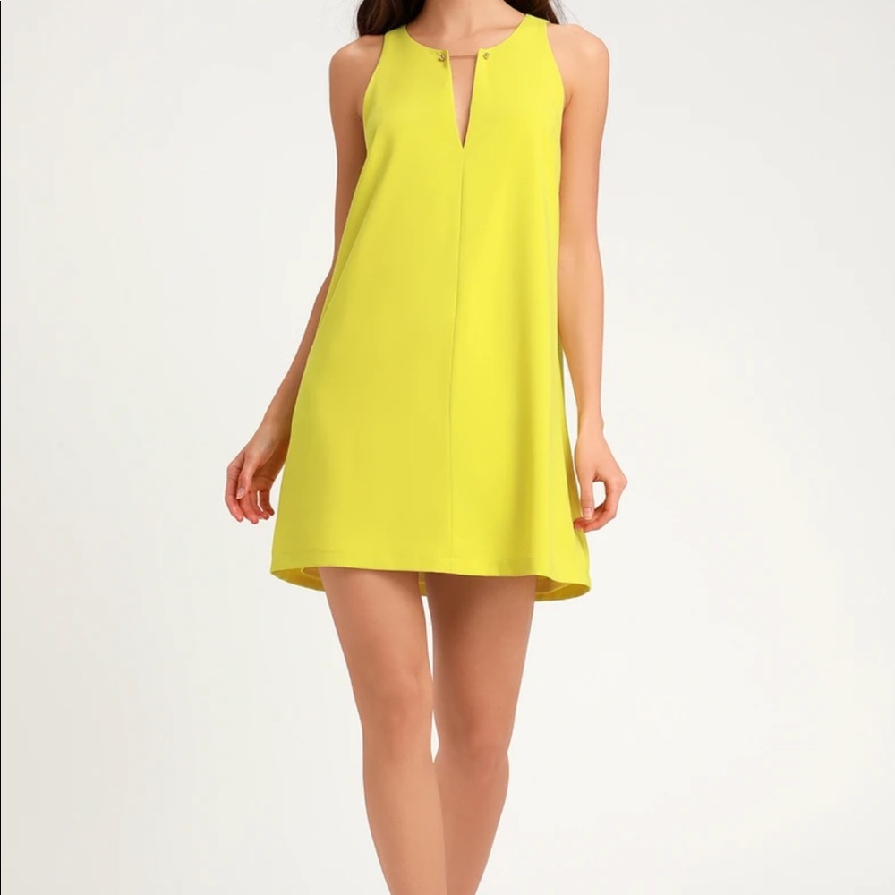 Lulus Near or Bar Chartreuse Shift Dress size S